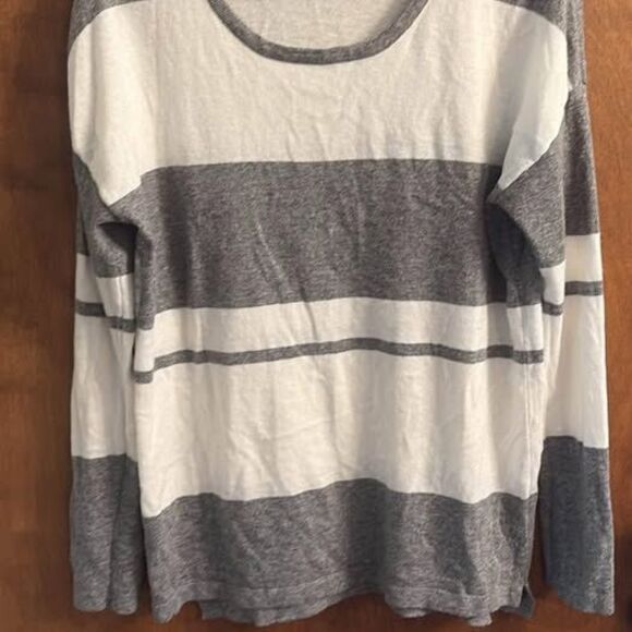 Rag Poets Grey & White Stripe Wide & Thin Loose Sweater Women XS - Picture 1 of 4